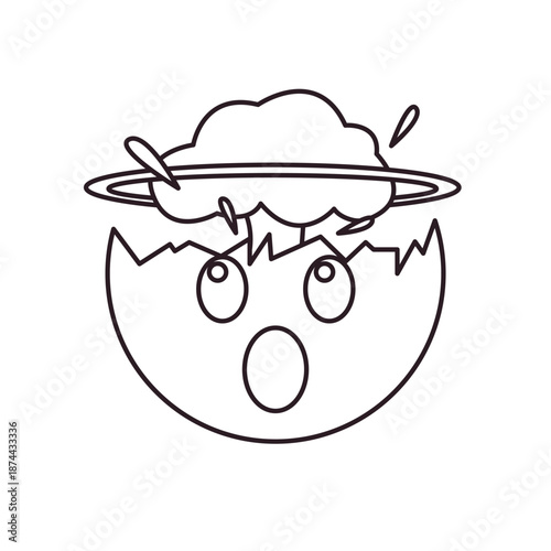 Exploding Head mind blown face emoji symbol sign icon vector illustration isolated flat funny mushroom cloud disbelief no way shock amazement