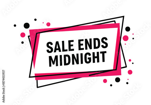 Bold pink graphic banner announcing a limited time sale ending at midnight with scattered dots for emphasis
