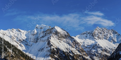 Wallpaper Mural Mountain panorama in winter from Untere Lugenalpe, 1414m, to Schneck, 2268m, Himmelhorn, 2113m, with Rädlergrat and Großer Wilder, 2379m, near Oberstdorf, Oberallgäu, Bavaria, Germany Torontodigital.ca