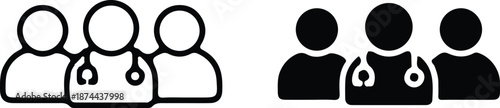 medical team black black line icon set vector illustration 