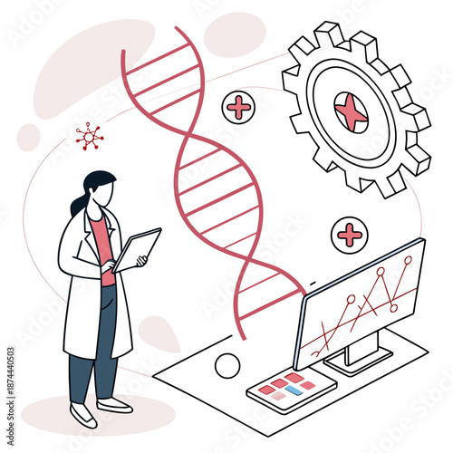 Scientist analyzing genetic data