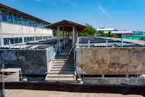 Several cement ponds for raising small animals.