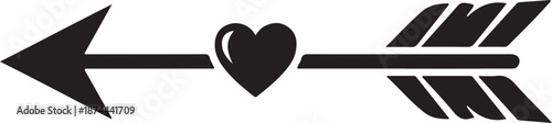 Heart pierced by arrow symbol on transparent background