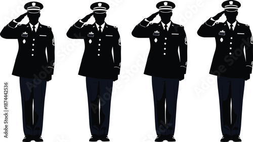 Military officer saluting in ceremonial uniform isolated on white background professional army service vector illustration formal honor guard standing pose