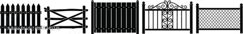 Fence vector silhouette various fence designs isolated on transparent background