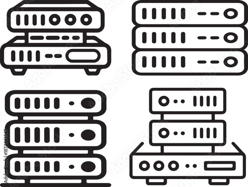 Stacked computer servers and data storage devices