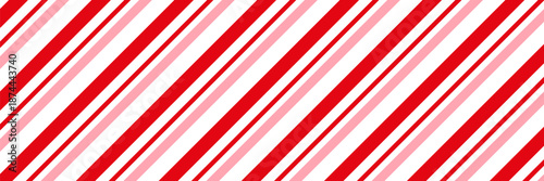Candy cane Christmas background, peppermint diagonal stripes print seamless pattern