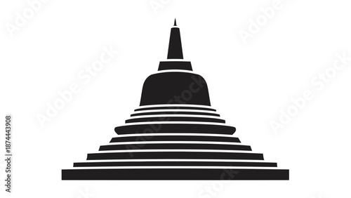 Stupa Vector Icon Buddhist Temple Symbol Isolated on White.