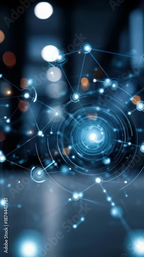 Wallpaper Mural Modern digital connections and data flow visualization with a high tech interface overlay. Blue glowing points and lines symbolize innovation, communication, and advanced networking Torontodigital.ca