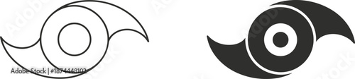 Hurricane and Swirl Symbols Outline and Solid on White Background Keywords: hurricane, swirl, symbol, icon, logo, design