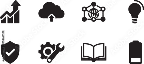 Collection of essential flat design icons isolated on transparent background