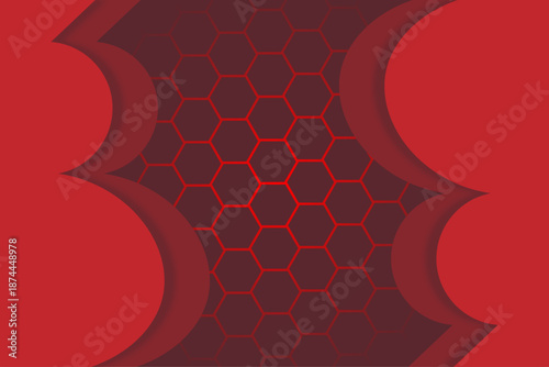 Red Fintech Security Background With Hexagon Network Pattern And Corporate Technology Design