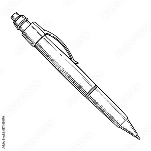 Ballpoint pen vector line art hand drawn illustration