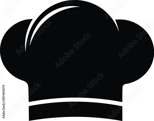 Black silhouette icon representing professional chef hat or toque blanche symbol for culinary arts and restaurant work