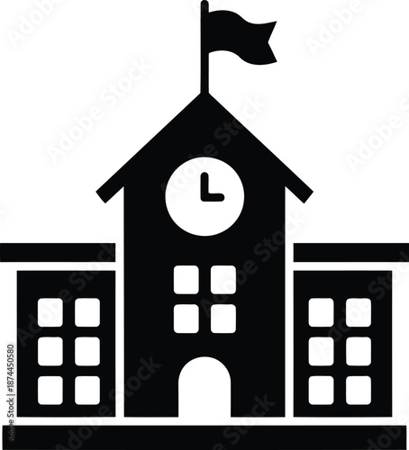 Flat icon representing a hospital building with cross symbol for medical care emergency services healthcare institution structure