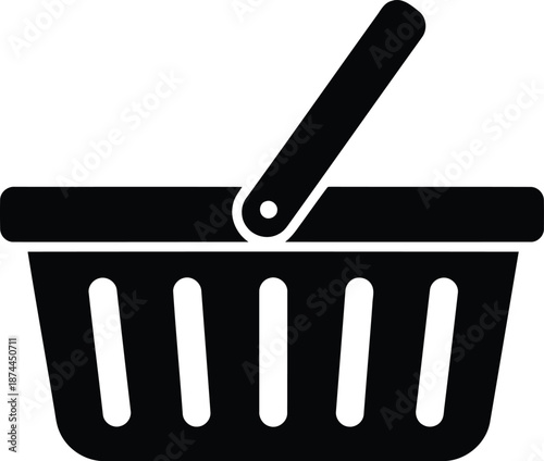 Shopping basket icon silhouette representing grocery cart for retail purchase or market transaction vector