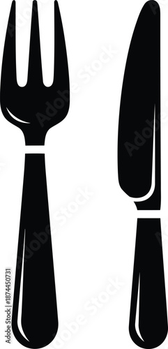 Fork and knife cutlery set icon representing dining utensil for food eating or restaurant table setting