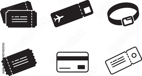 Set of travel and technology icons isolated on transparent background