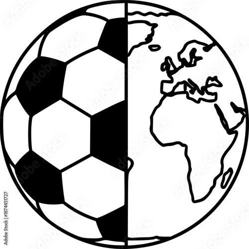 Half Football Half Earth Globe Duality Vector Icon
