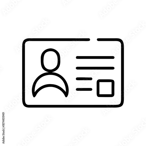 Simple icon representing an identification card with user silhouette