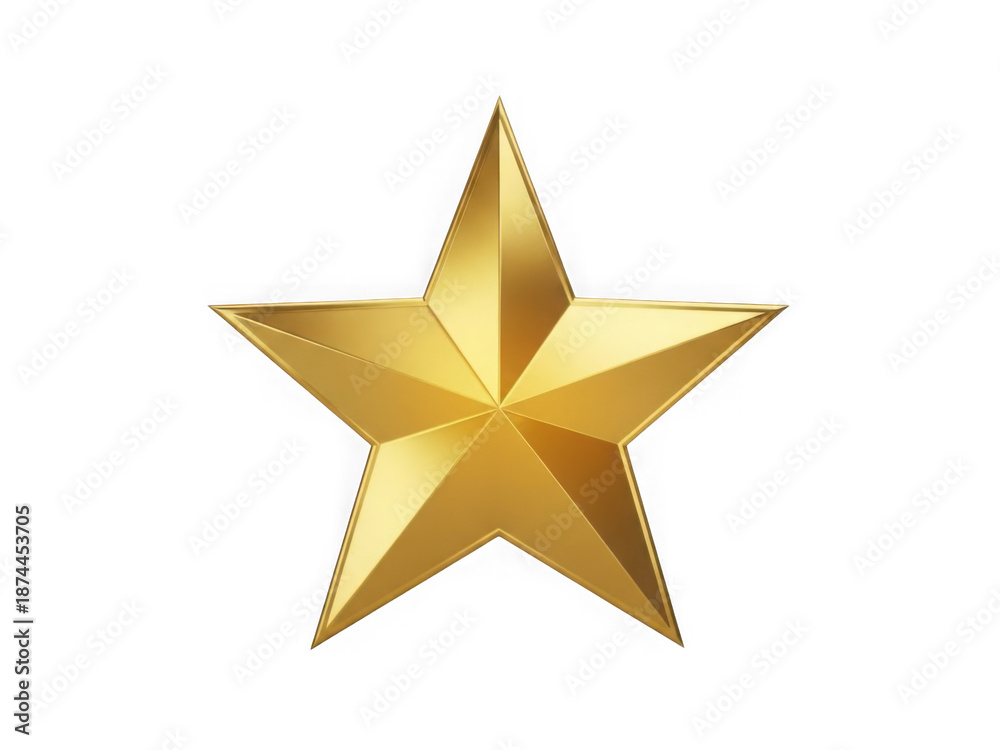 Fototapeta premium Golden star icon isolated on transparent background, png