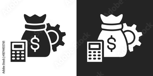 Cost Management Icon In Black And White Glyph Style