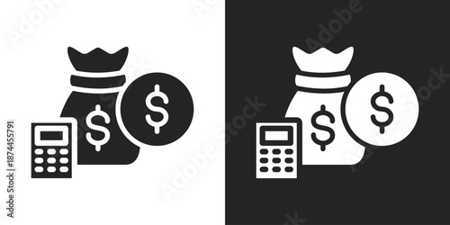 Budgeting Icon In Black And White Glyph Style