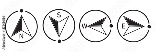 direction compass icon set, north, south , east , west sign, vector illustration .