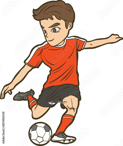 Cartoon soccer player kicking a ball
