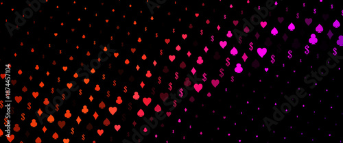 Light Green, Yellow vector template with poker symbols. Colored illustration with hearts, spades, clubs, diamonds. Smart design for your business advert of casinos.