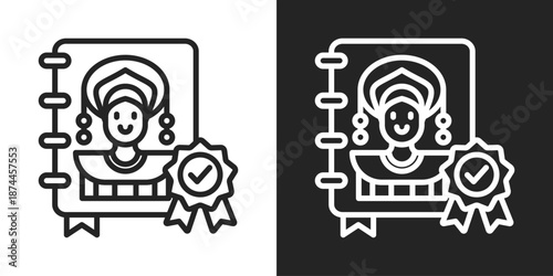 Authenticity Icon In Black And White Line Style