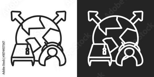Resilience Icon In Black And White Line Style