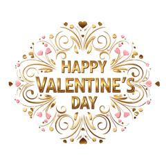 Happy valentine's day greeting card isolated on transparent background