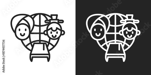 Diversity Icon In Black And White Line Style