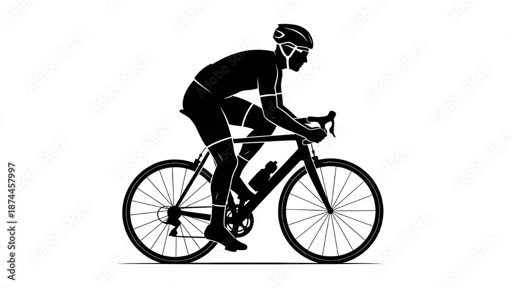 Fototapeta premium Professional cyclist riding bike in dynamic motion silhouette