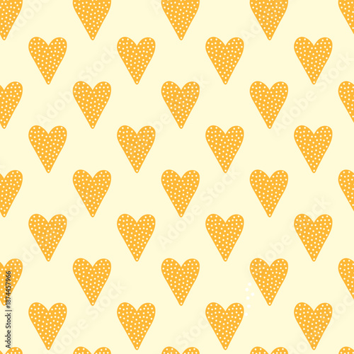 Seamless pattern of doodle hearts on isolated background. Romantic love design for love, Valentine’s Day, Mother’s Day, wedding celebration, greeting card, invitations, scrapbooking.