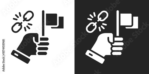 Independence Icon In Black And White Glyph Style