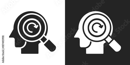 Introspection Icon In Black And White Glyph Style