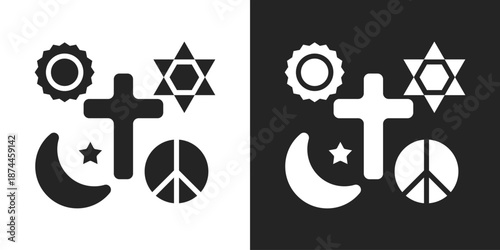 Beliefs Icon In Black And White Glyph Style