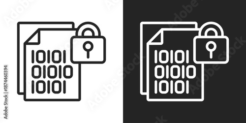 Encryption Icon In Black And White Line Style