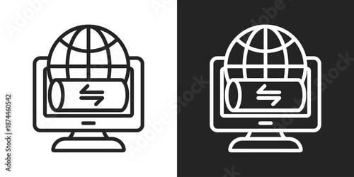 Tunneling Icon In Black And White Line Style