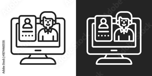 Identity Management Icon In Black And White Line Style