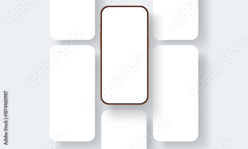 Vector mockup of smartphone with blank app screens for showcasing mobile app designs and UI layouts