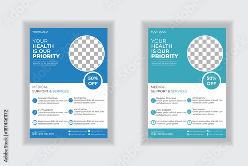 Corporate healthcare and medical flyer or poster design layout design