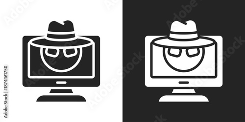 Spyware Icon In Black And White Glyph Style