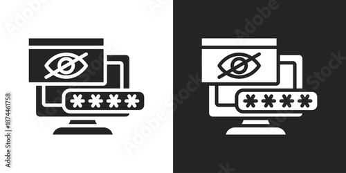 Data Privacy Icon In Black And White Glyph Style