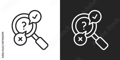 Decision Making Icon In Black And White Line Style