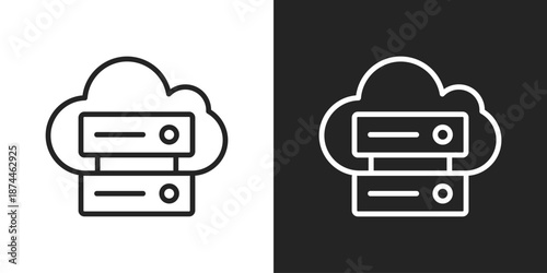 Cloud Data Icon In Black And White Line Style