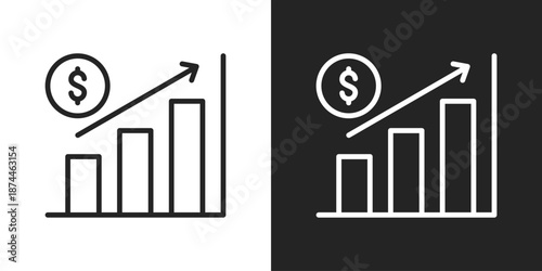 Profits Icon In Black And White Line Style