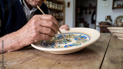An elderly artisan meticulo...